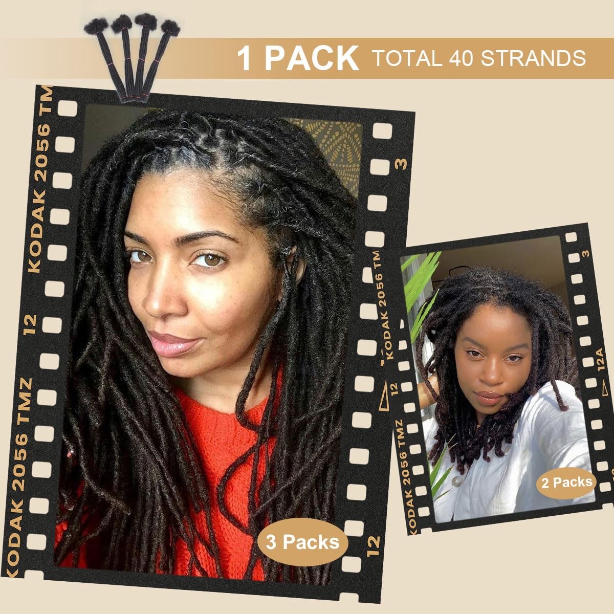 Sangtok 8 Inch 40 Strands Loc Extensions Human Hair Real 0.6Cm Width Human Hair