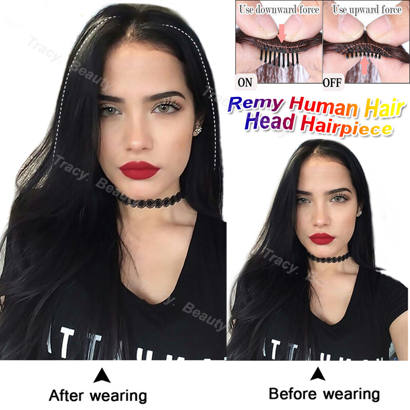 Balayage Short Clip In 100% Real Remy Human Hair Extensions Pad Hairpiece 2Clips