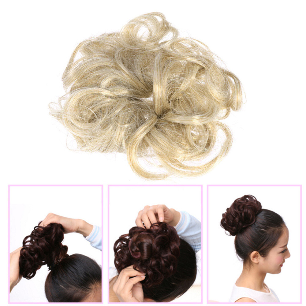 Pony Tail Hair Extension Hairpieces Scrunchie Wave Curly Synthetic Hairpieces