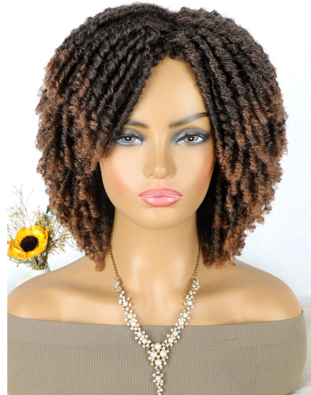 Short Braided Wigs For Women And Man Afro Bob Black Crochet Twist Hair Wig