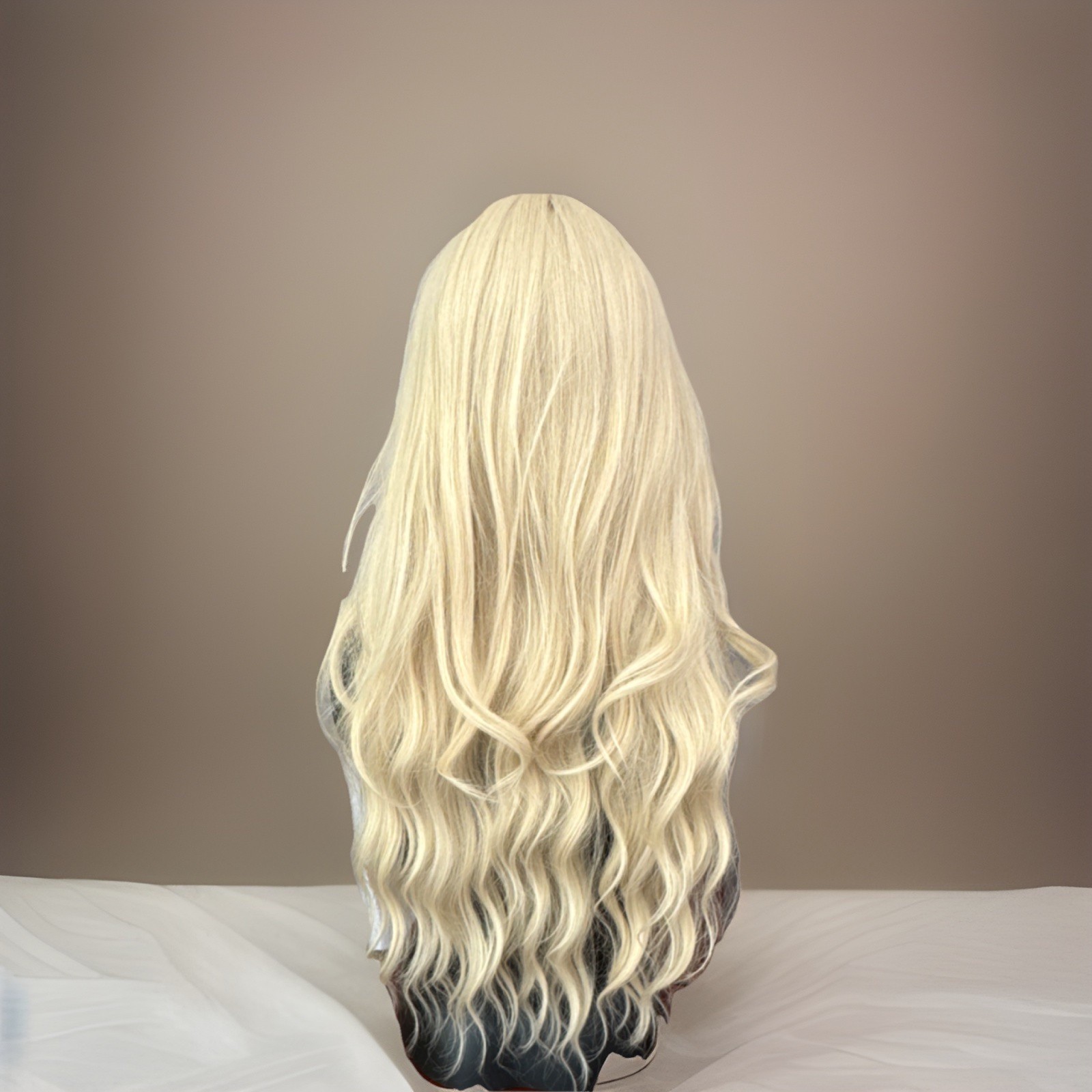 Platinum Blond Wavy Synthetic Lace Front Wig Heat-Resistant Adjustable Strap