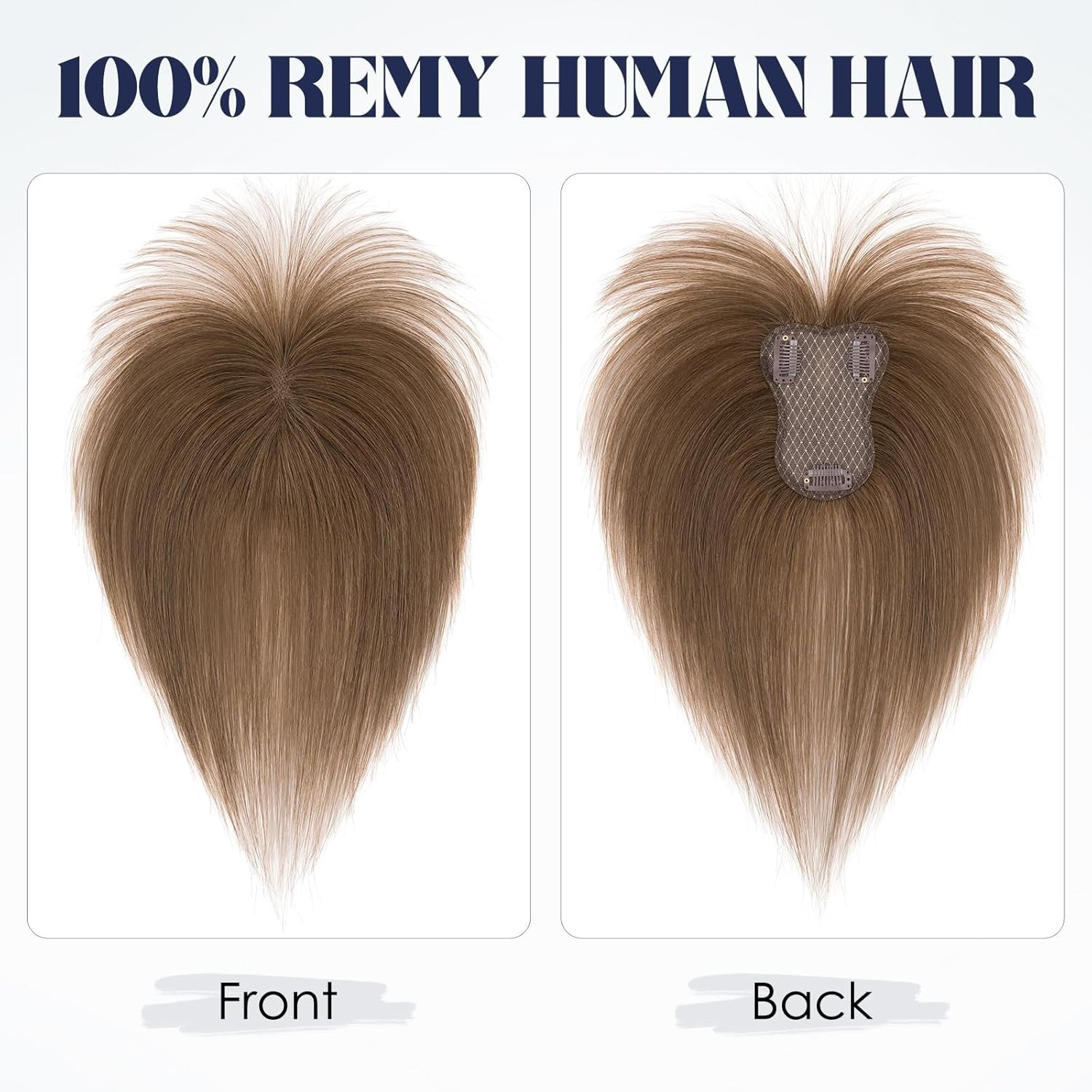 MY-LADY Human Hair Toppers for Women Real Human Hair with Air Bangs Hand-Tied Th