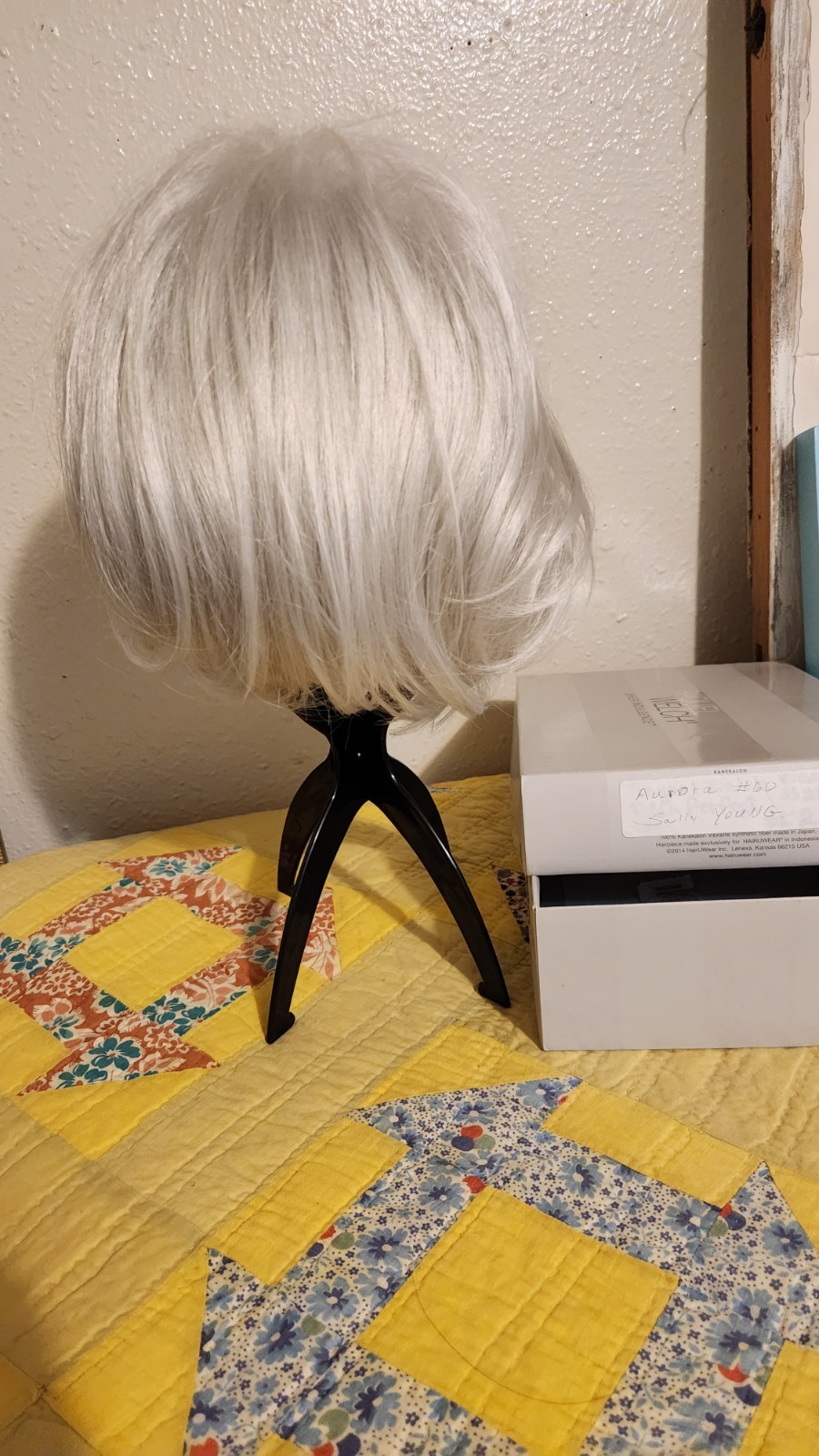 HAIRWEAR Aurora #60 Silver Gray Synthetic Straight Bob Wig Free Part Classic