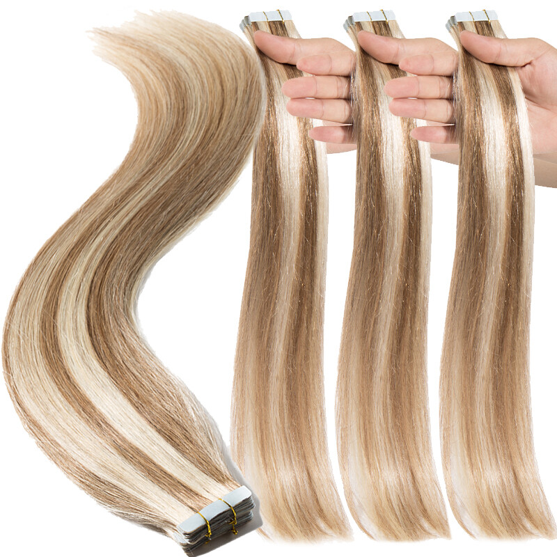Seamless Stick Glue Tape in Skin Weft 100% Human Remy Hair Extensions Hair Piece
