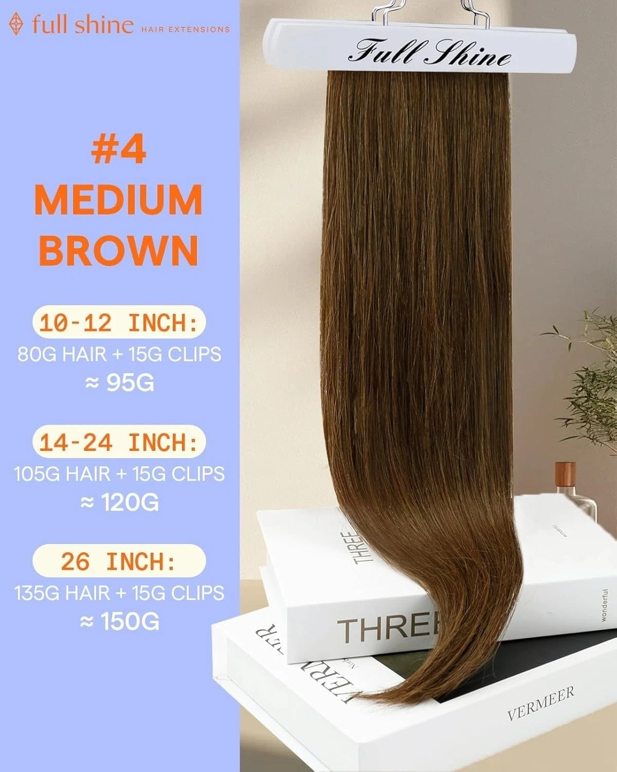 Hair Extensions Real Human Hair Clip ins Medium Brown Real Hair Extensions Cl…