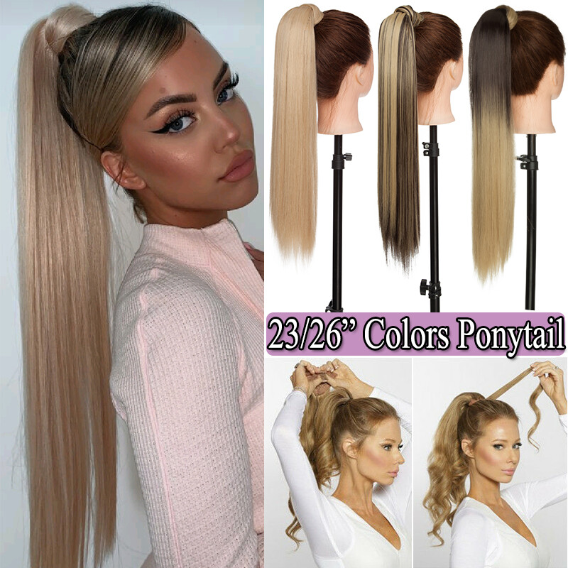 Mega Long Thick Wrap On Ponytail Pony Tailsl As Human Hair Extension Curly Wavy
