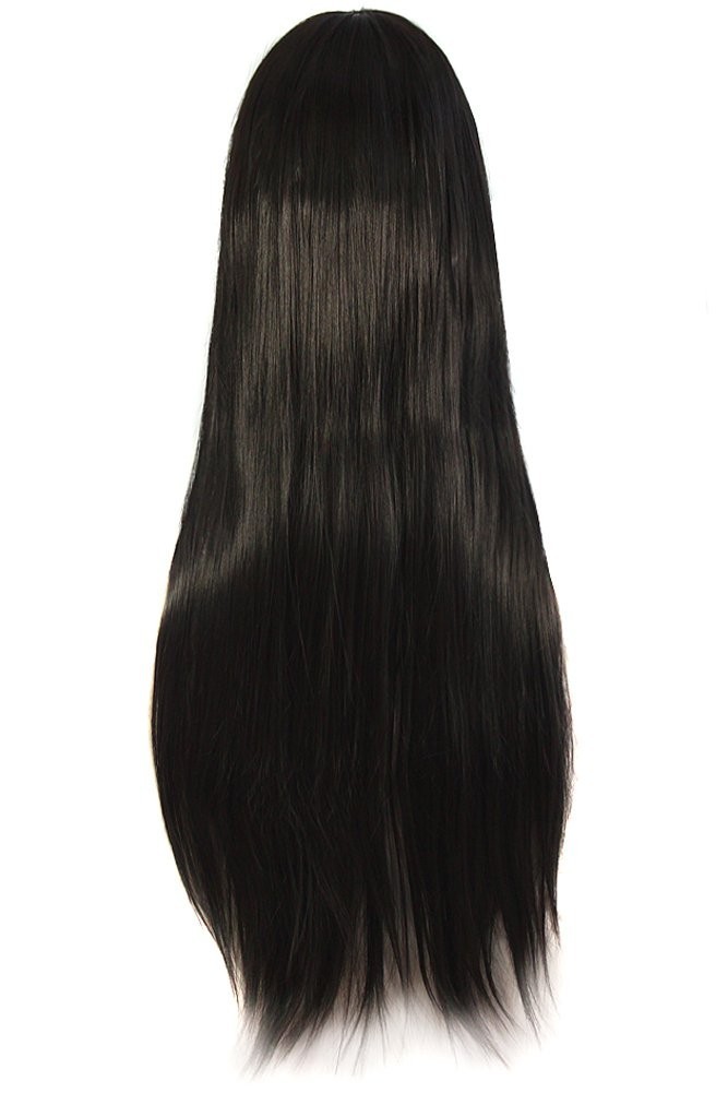 Luxury 80cm Black Straight Wig – High Temperature Fiber Cosplay Essential