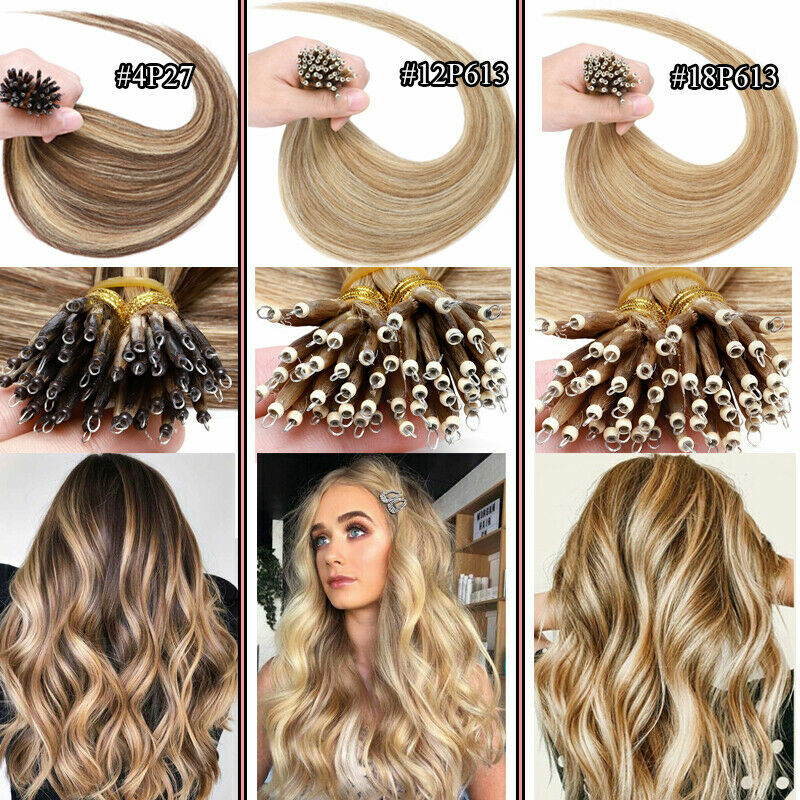 Double Drawn Nano Ring Hair Extensions Micro Nano Beads Tip Remy Real Human Hair