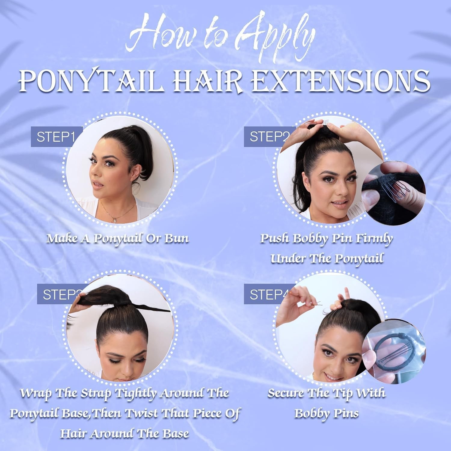 Real Hair Ponytail Extensions Clip-In 20″ Medium Brown Straight 80g – Natural Lo