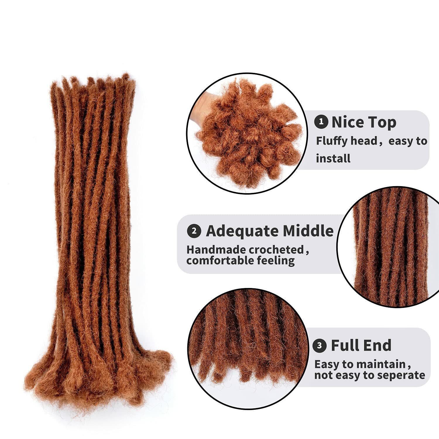 Dreadlock Extensions Human Hair Handmade Crochet Locs Extensions Hip-hop Reggae