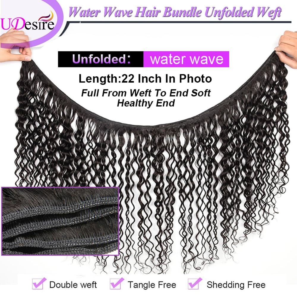 Udesire 12A Water Wave Human Hair Bundles 12 14 16Inch Wet And Wavy Human Hair