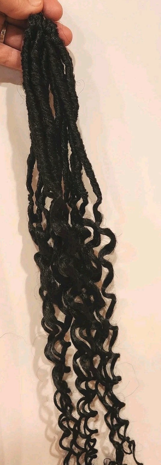 24″ Long Deep Wave Hair Extensions Goddess Locs Crochet Loop Faux Black Woman 1B
