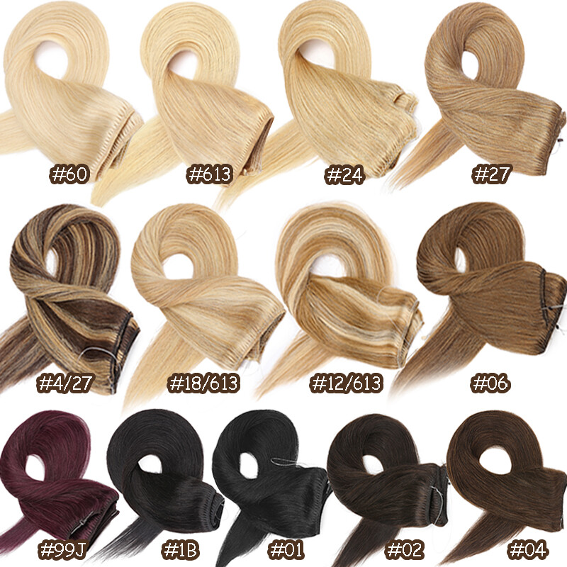 Invisible Ring Clip in Wire Fish Line Weft Remy Human Hair Extensions Hairpiece
