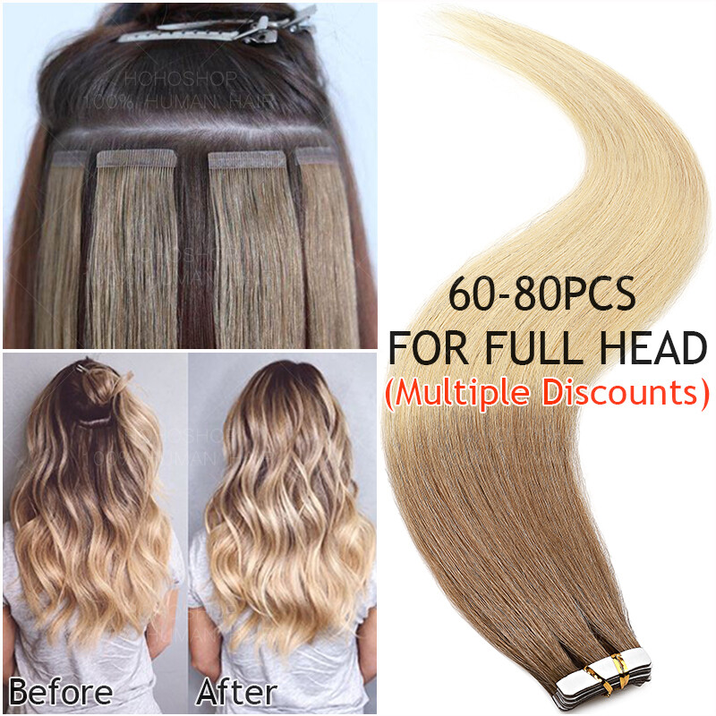 Tape in Non-allergic Glue 100% Remy Human Hair Extension Stick Skin Weft THICK