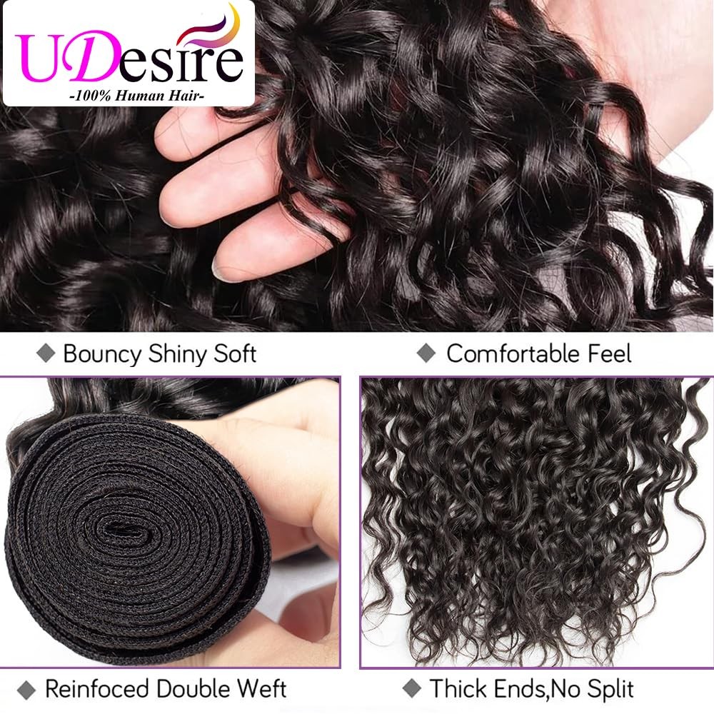 Udesire 12A Water Wave Human Hair Bundles 12 14 16Inch Wet And Wavy Human Hair