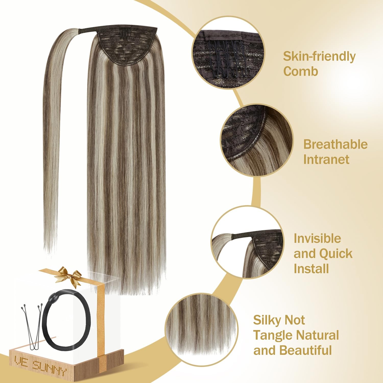 Sunny Hair PONYTAIL 14in Light Brown / Platinum Blonde Hair Extensions