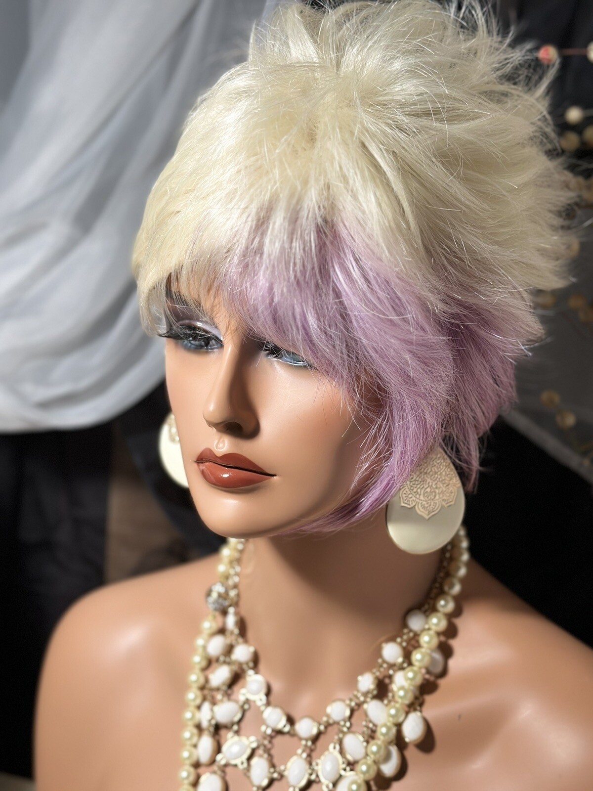 HOT PIXIE MIX Platinum & Pink Shade With Angular Spikey Tips, unique WIG💋