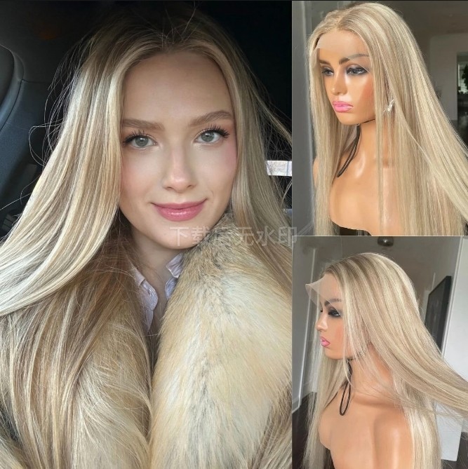 200 Density Highlight Blonde Straight 100% Virgin Hair Wig 13×4 Lace Front Wig