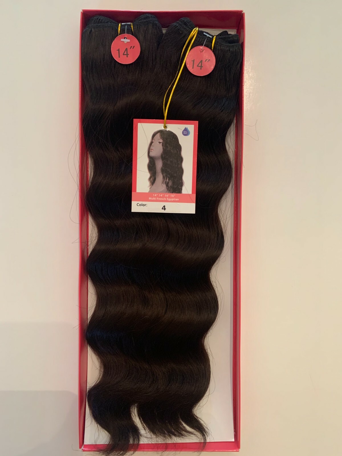 Premium Human Hair Blend for Weaving, French Egyptian, 4pc 2×14 2×16