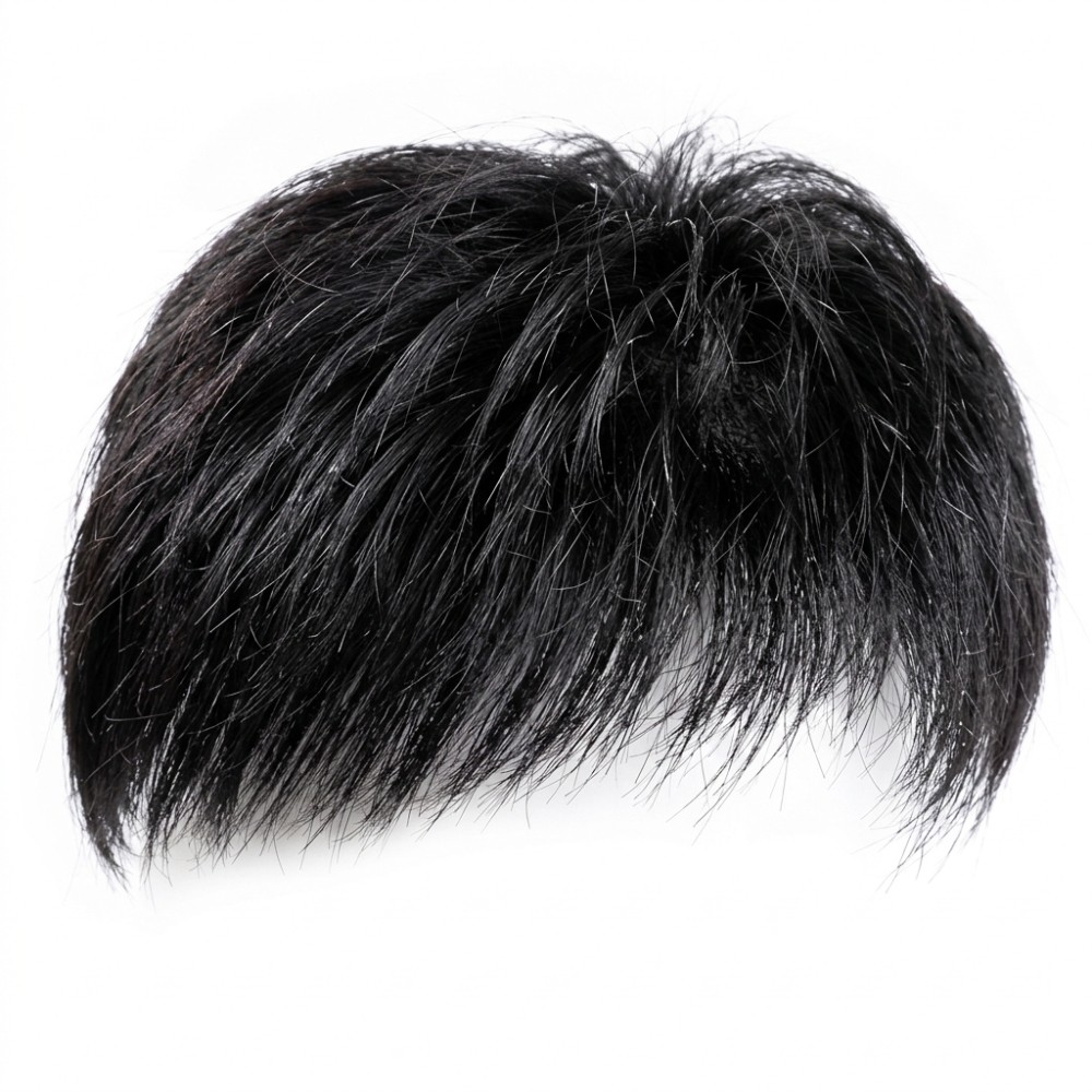 Men’s Hair Topper Invisible Breathable Mesh Hairpiece Natural Black 2 Pieces