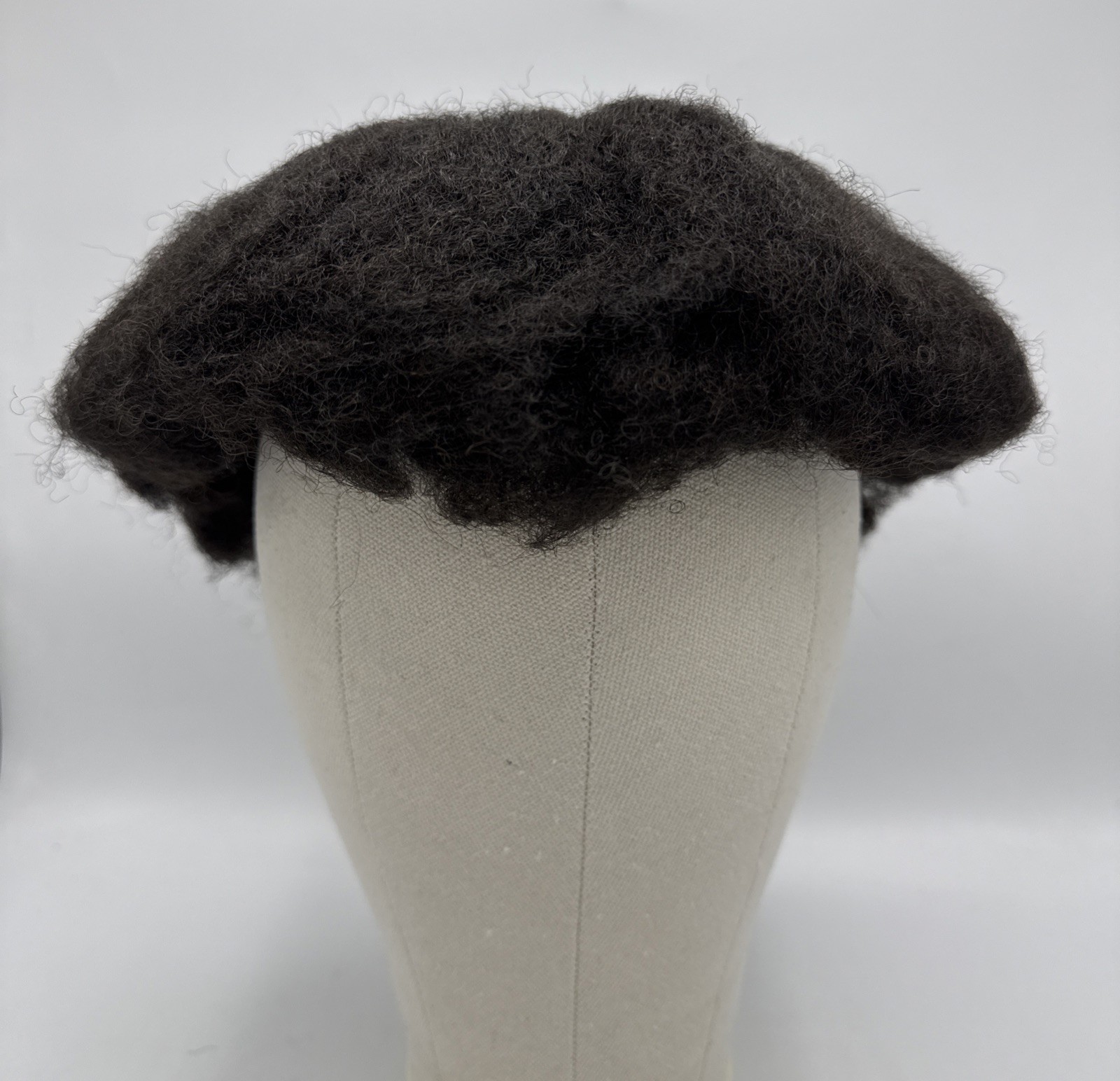 Afro Toupee 4MM Curly Kinky Hair 7.5×9.5 inch Hairpiece # 1B Black NEW!