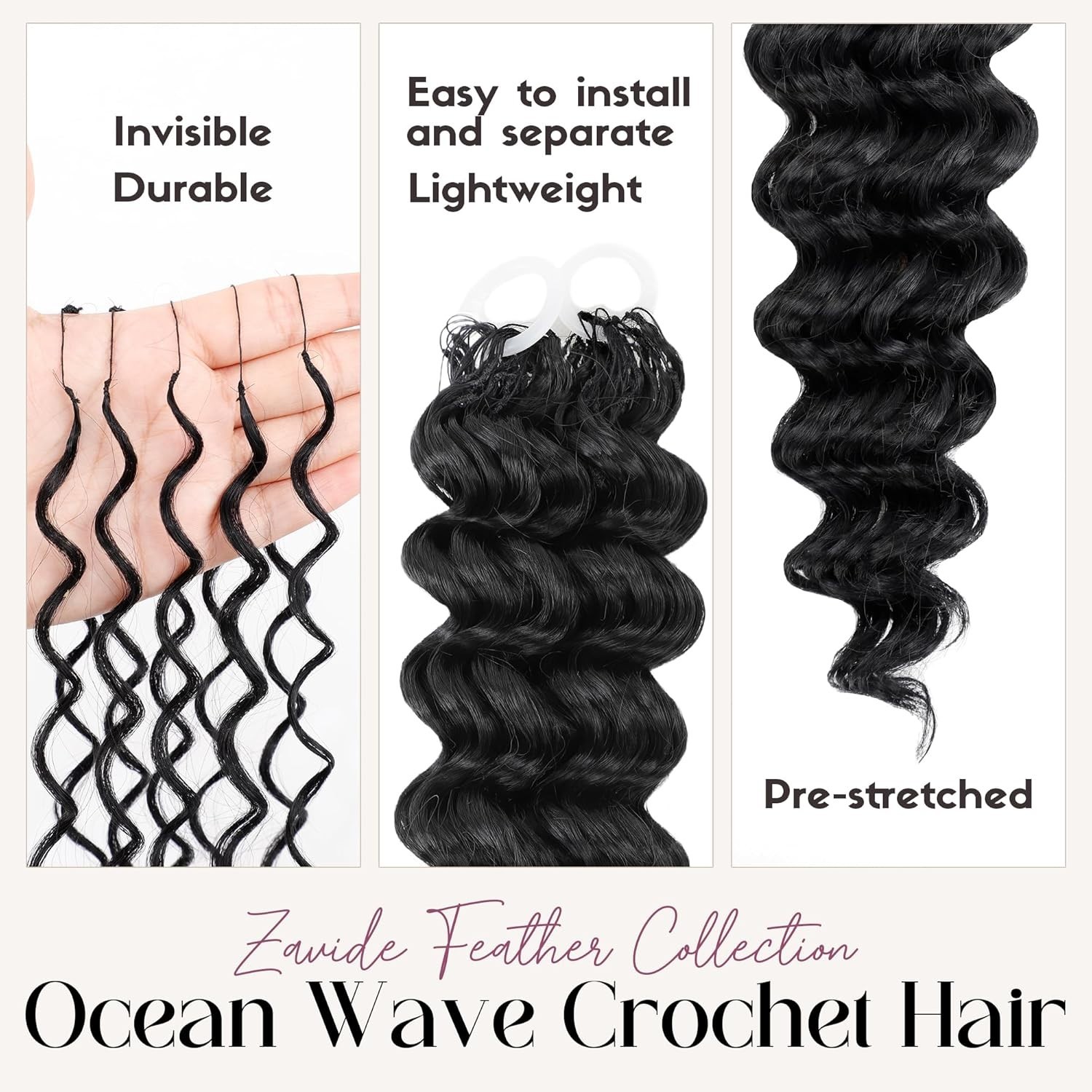 Human Crochet Hair Ocean Wave Miracle Knots hair Extensions 50 strands per pack