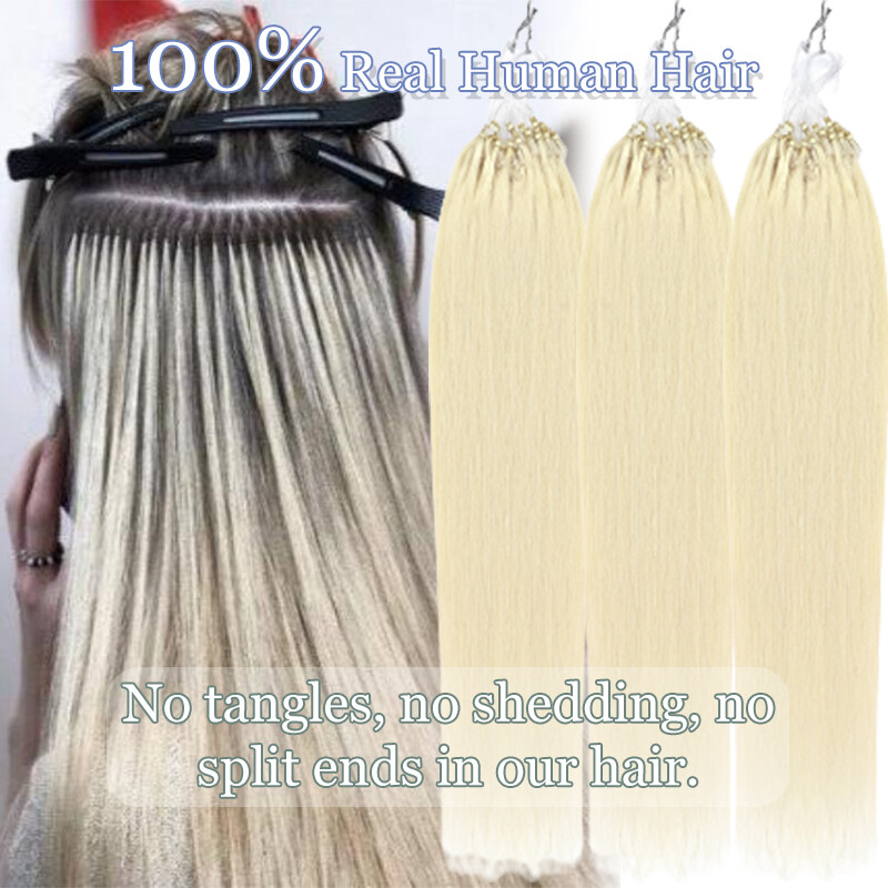 Micro Loop Beads 100% Human Hair Extensions Russian Remy NANO I Tip Rings 24″