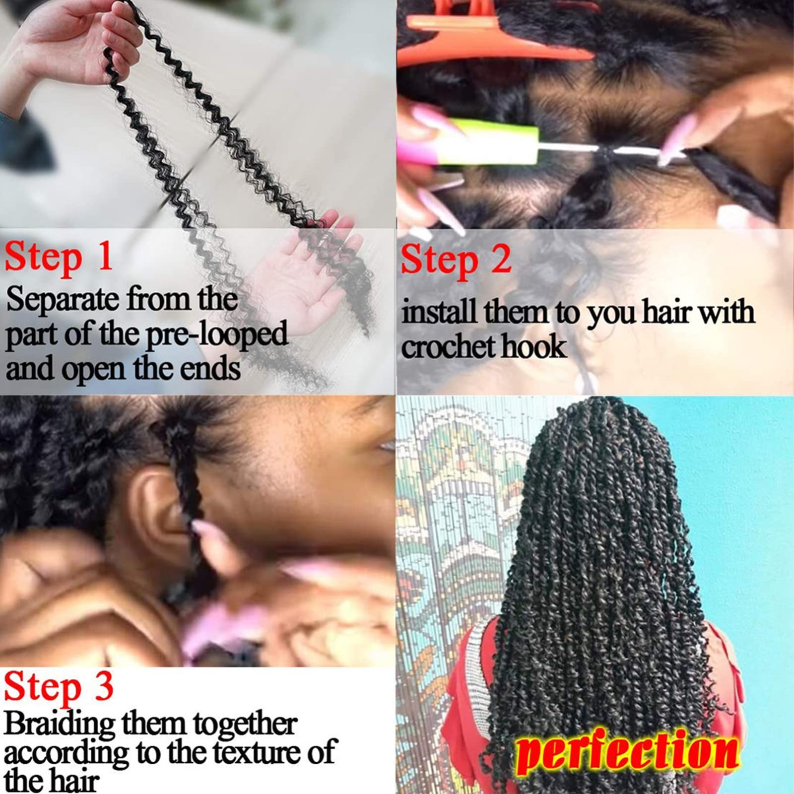 18″ Passion Twist Crochet Hair – 7 Packs Water Wave Bohemian Curly Braids for Bu
