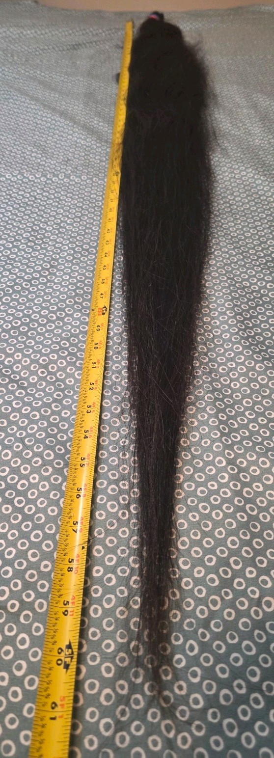 Human Hair Straight Black soft silky 60+ inches 303.6g 1pc