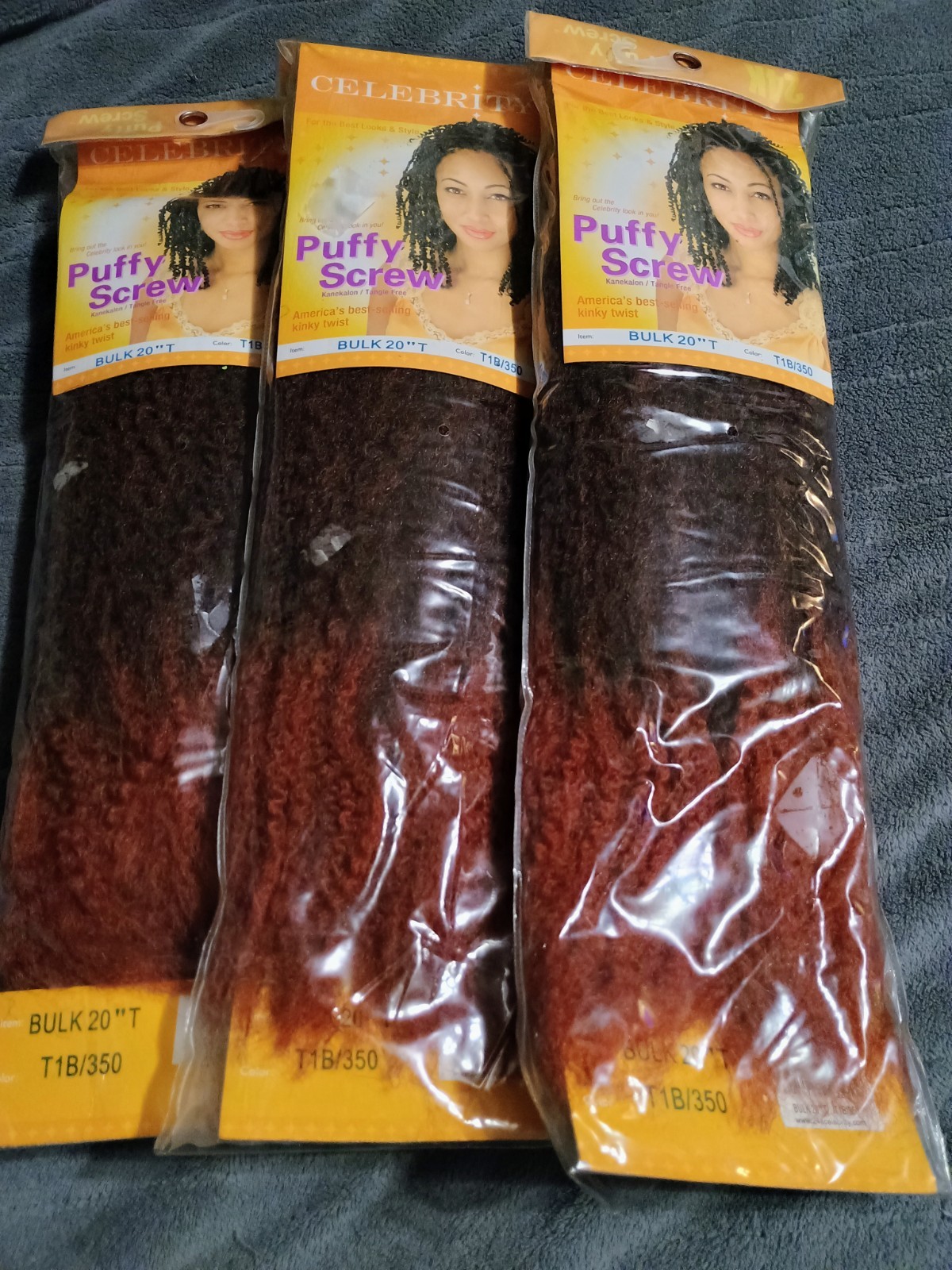 24K Celebrity Puffy Screw Kinky Twist Hair 20″ T1B/350