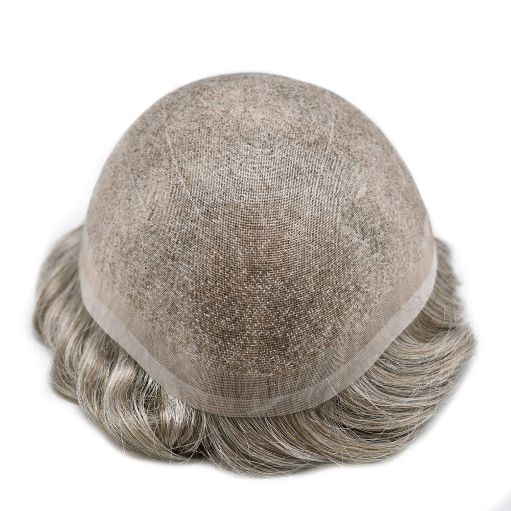 Mens Toupee Hairpiece Swiss Welded Mono Lace Wig for Men Hair System Replacement
