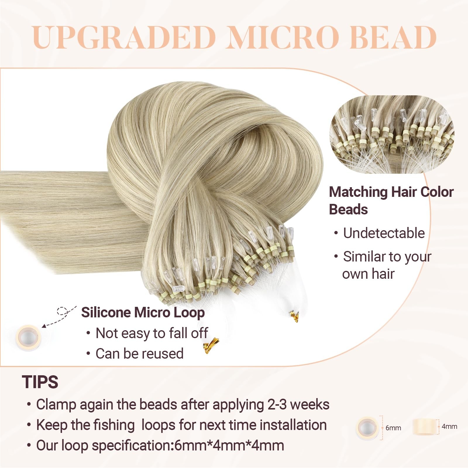 Maxita Microlink Hair Extensions Human Hair Ash Blonde Highlighted Platinum