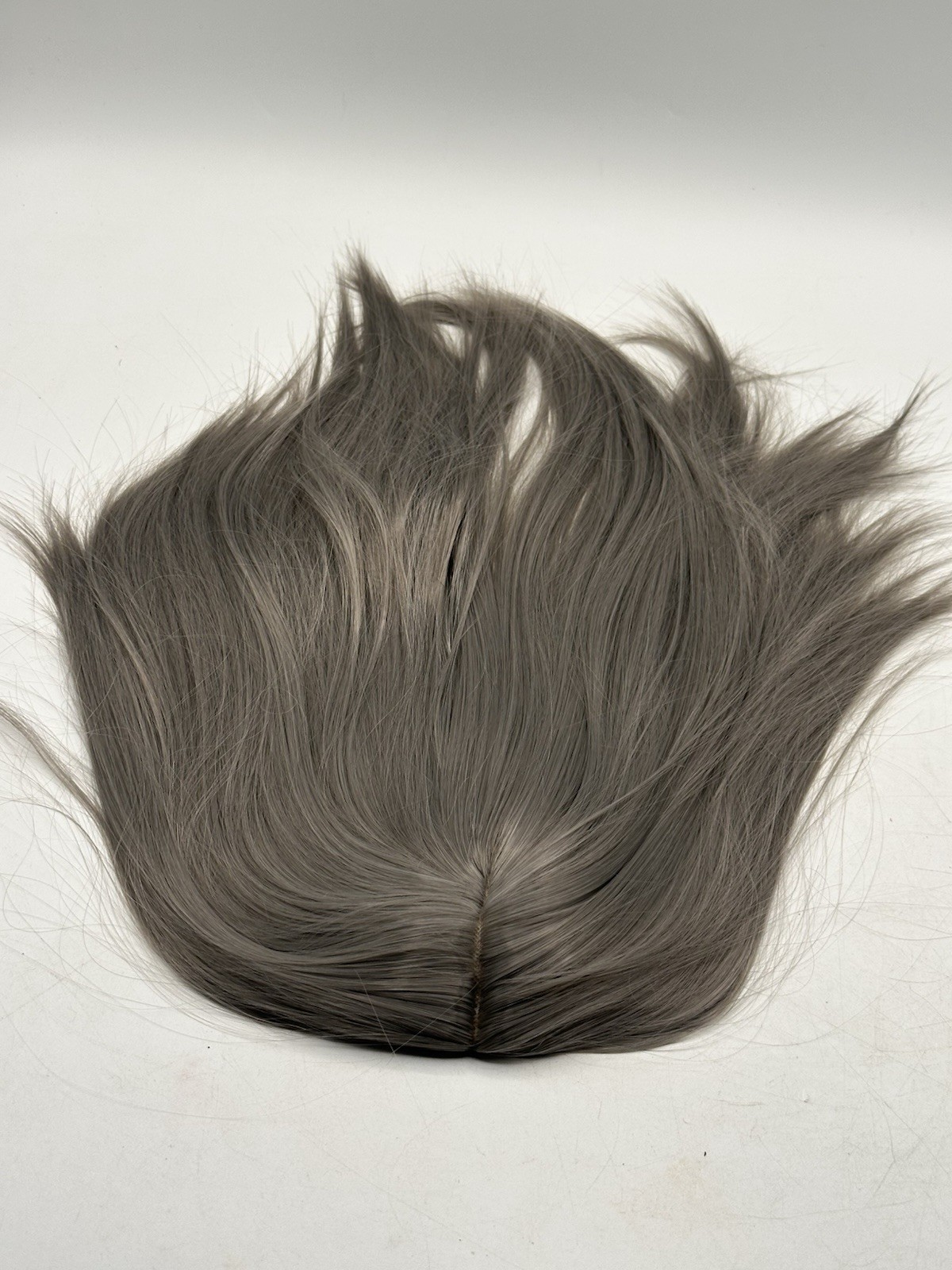 Crown Topper 13” Straight Hair Wig Piece Gray 3 Comb FK-SH-DKBN-14