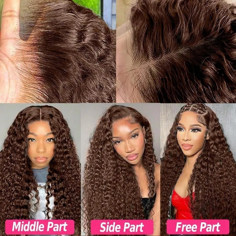 Chocolate Brown Deep Wave 13×6 Lace Front Wig Wig Human Hair Water Wave