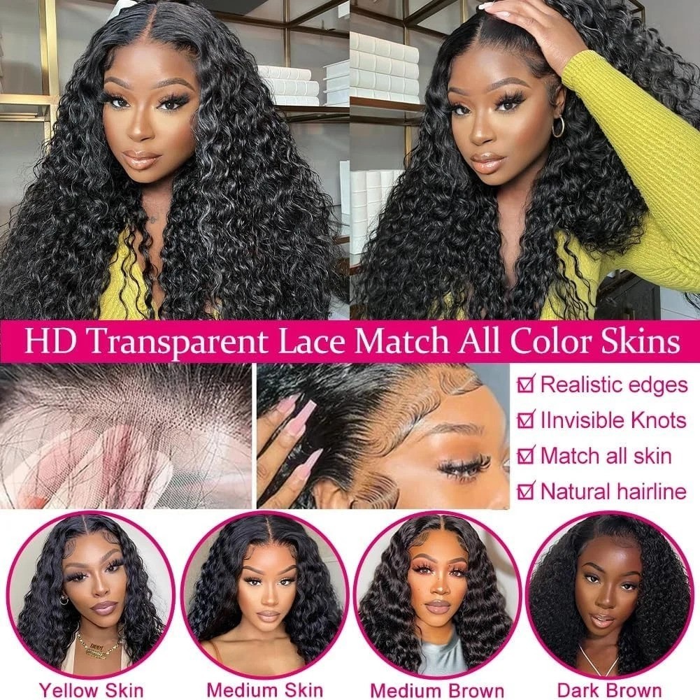 Luxury 20 Inch HD Transparent Deep Wave Wig for Black Women – Glueless Design