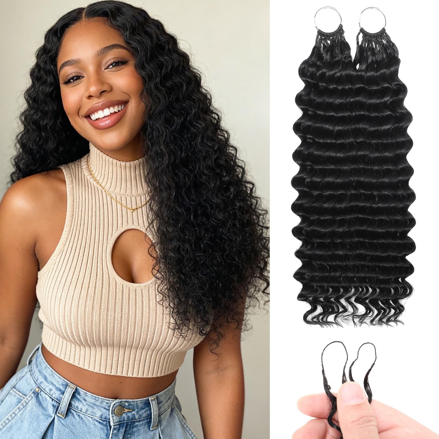 Morris Miracle Knots Crochet Human Hair Deep Wave For Black Women18 Inch 60G