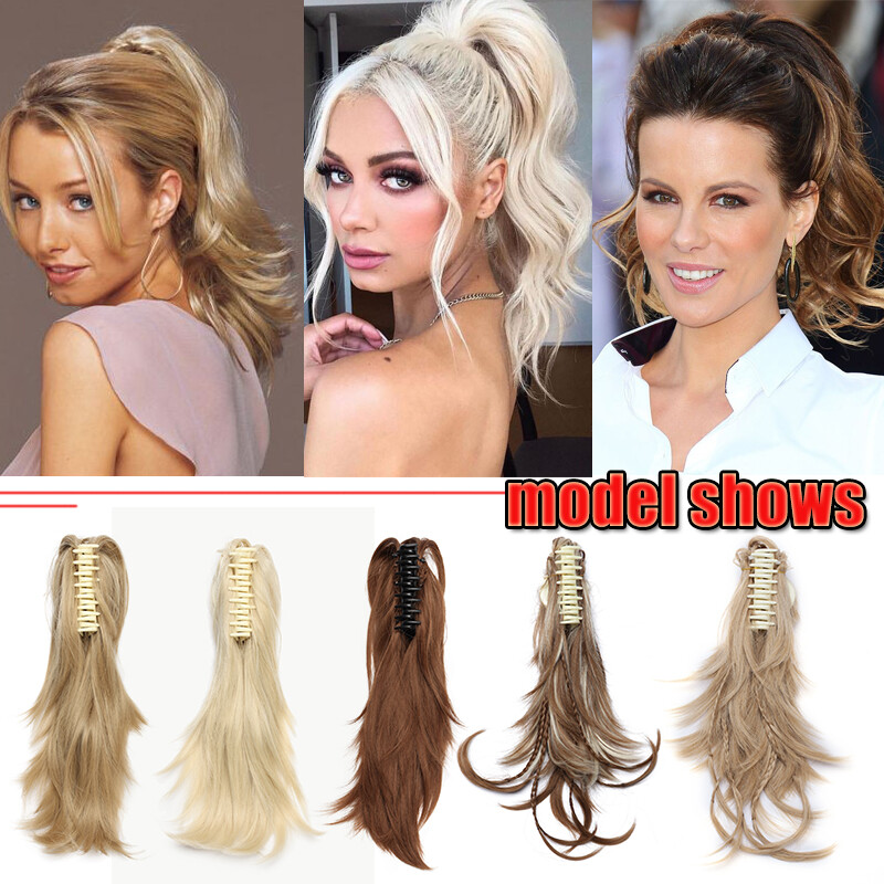 12″ Short Pony Tail Hairpiece Claw Clip On Bendable Messy Hair Extensions Soft