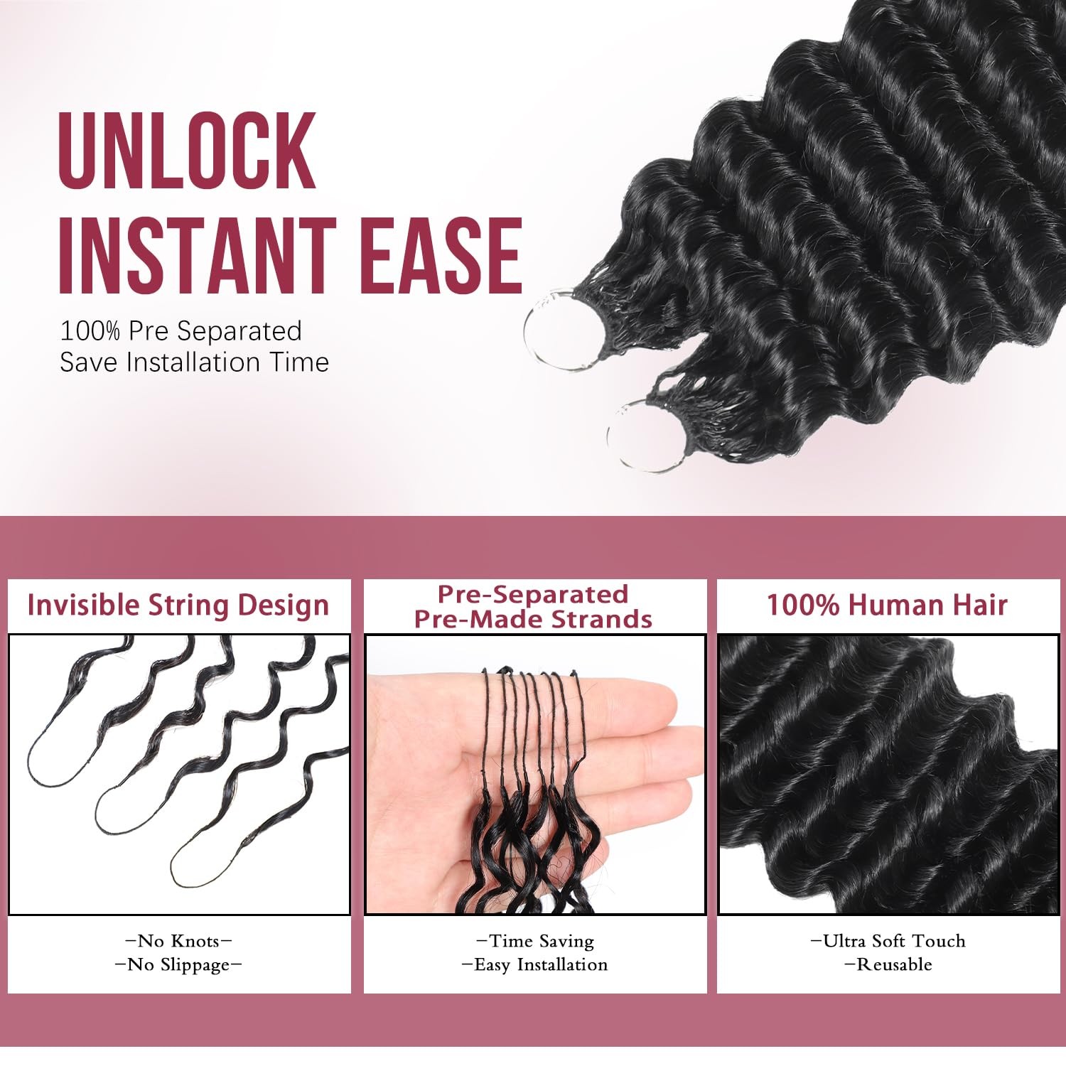 Morris Miracle Knots Crochet Human Hair Deep Wave For Black Women18 Inch 60G