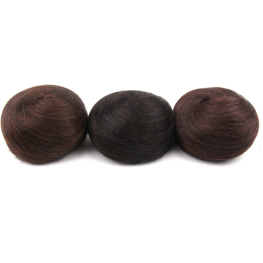 Women Girls Updo Chignon 100% Real Human Hair Bun Clip On Hair Piece Extensions