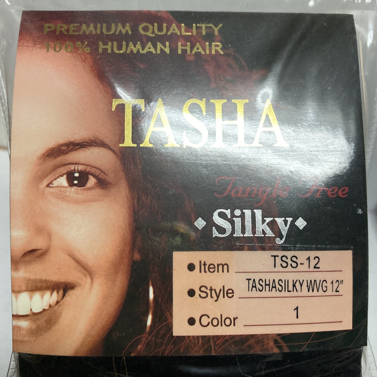 1 Pack 12″ TASHA Premium Quality 100% Human Silky Weave Extension Hair Color # 1