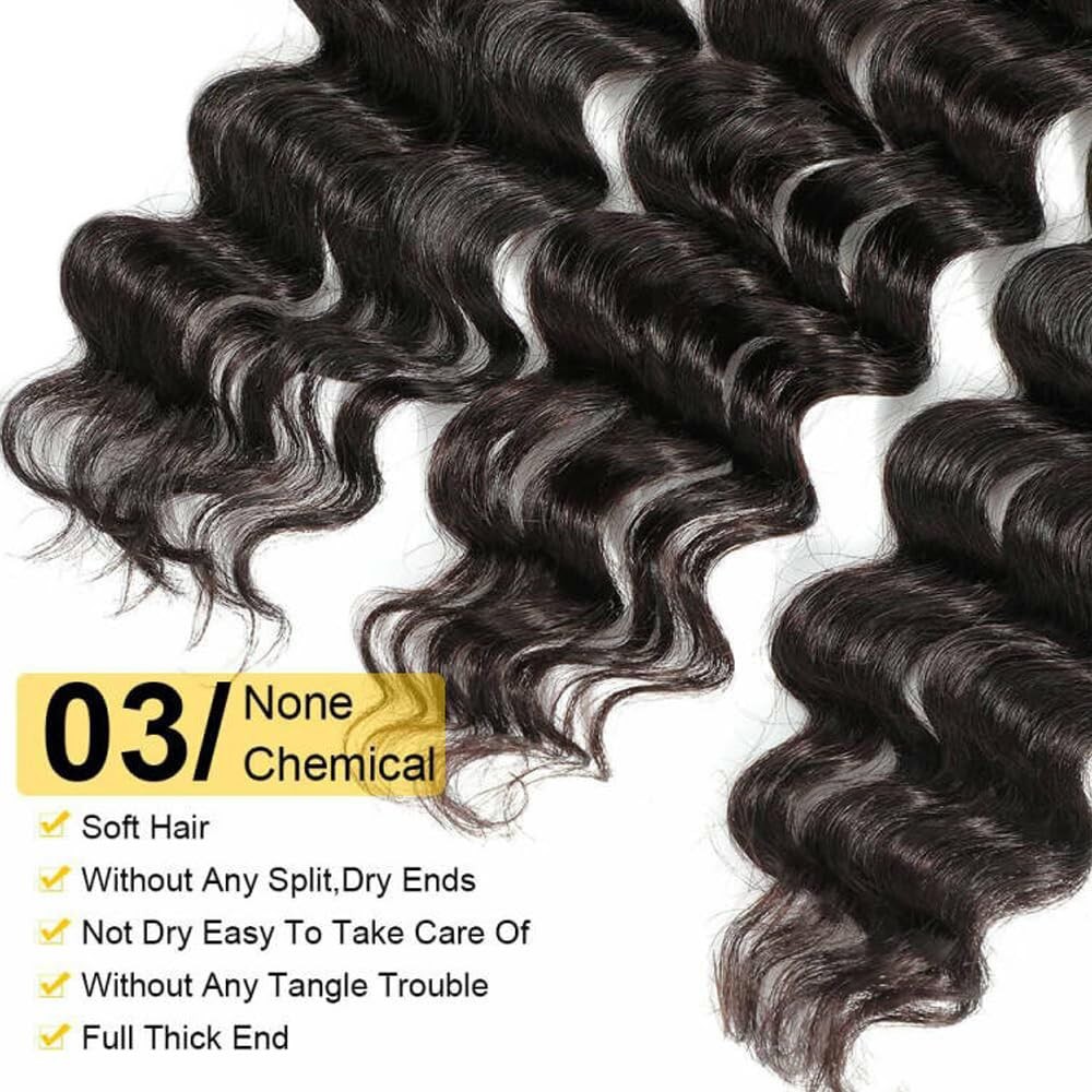 Qthair 18A Brazilian Virgin Hair Loose Deep Wave Human Hair Bundles 100
