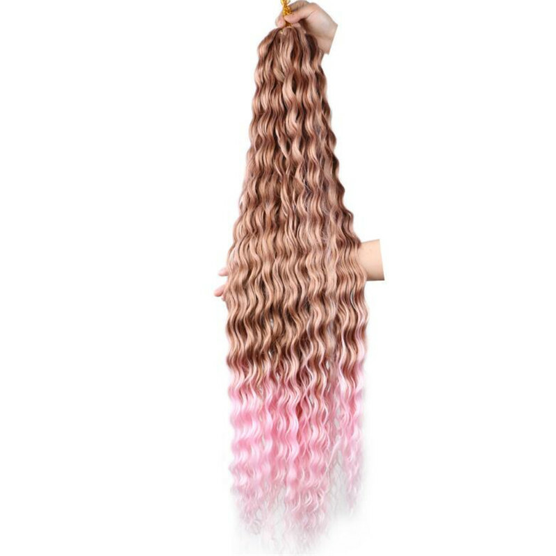 30″ Deep Wave Crochet Bulk Braids Synthetic Ocean Wave Crochet Hair Extensions