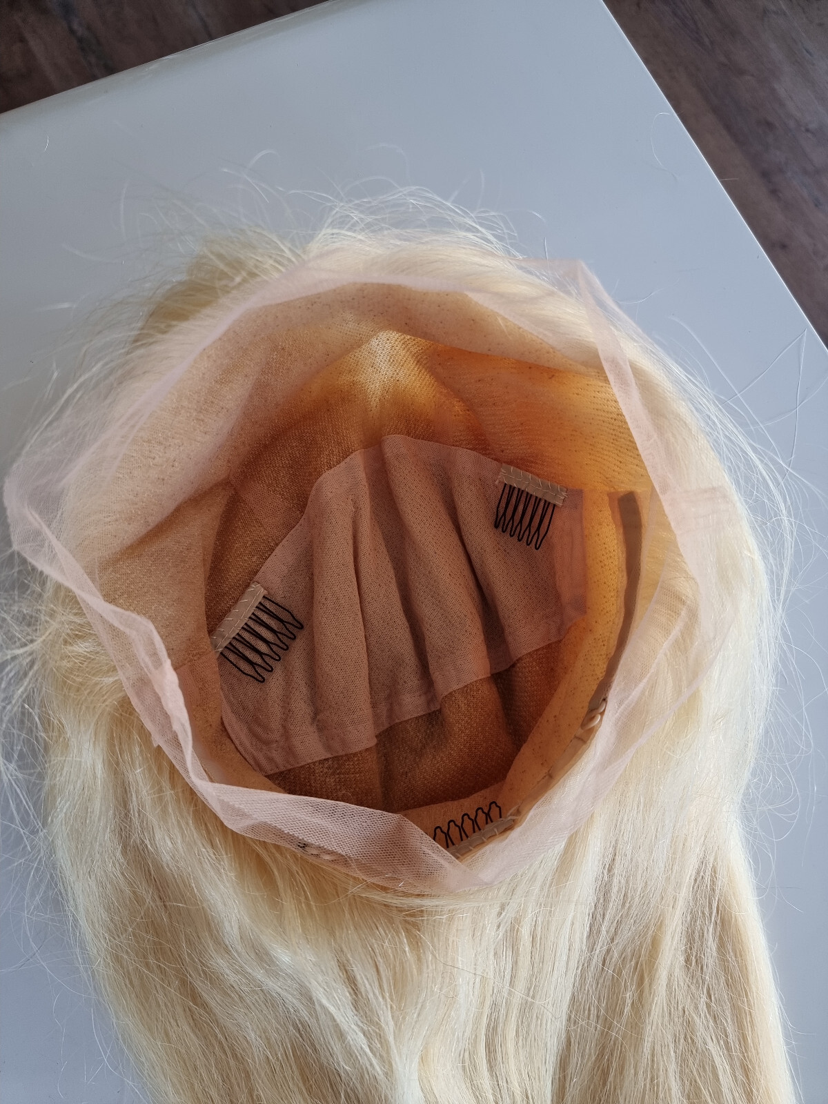 100% 18INCHES STRAIGHT BRAZILIAN GLUELESS FULL LACE WIG BLONDE 613# 150% DENSITY