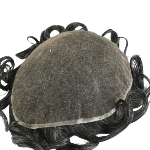 N.L.W Toupee for mens 10mm curl full lace human hair pieces natural base 10×8″
