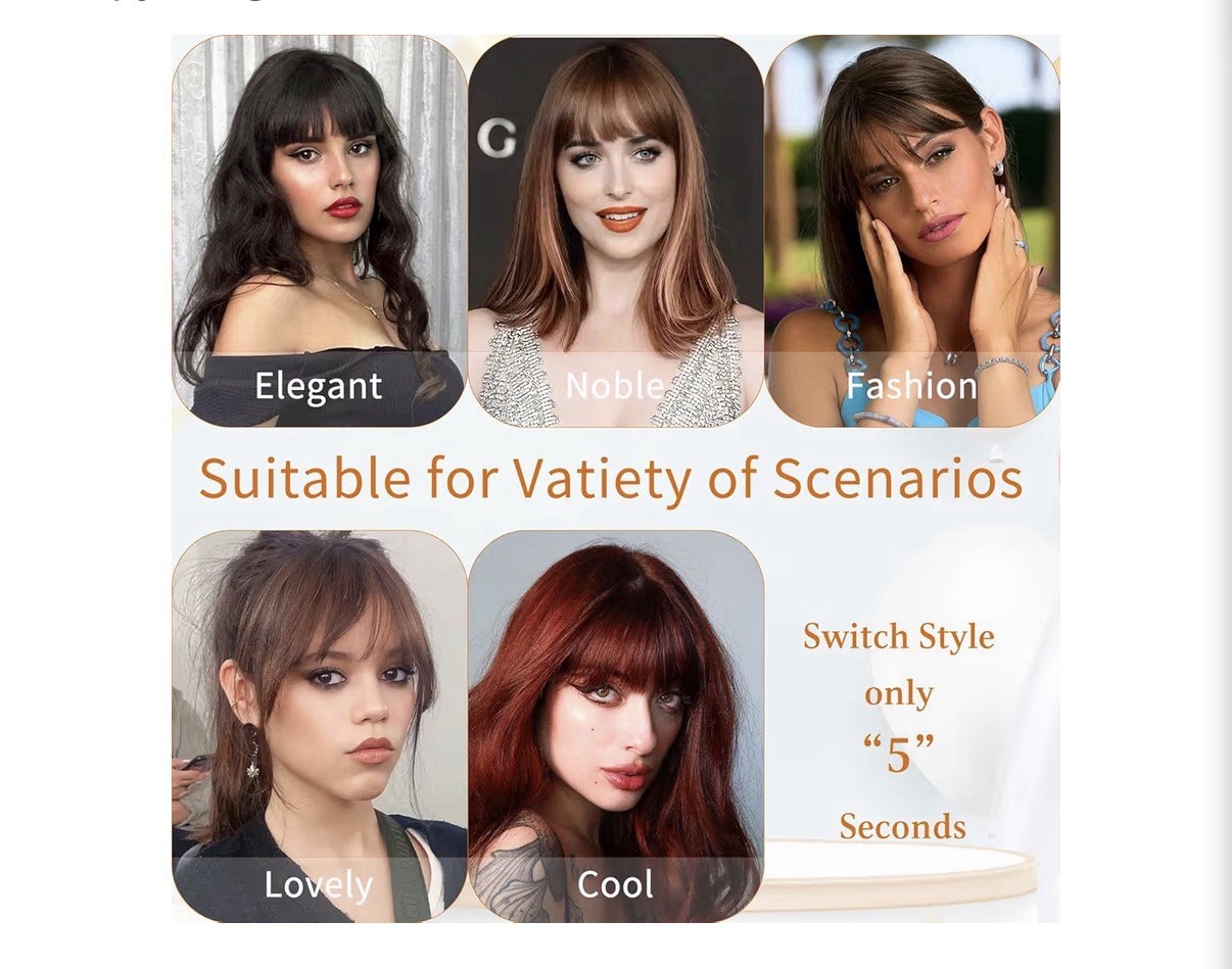 Clip in Bangs 100% Real Human Hair, Fake Bangs Hair Clip on Bang