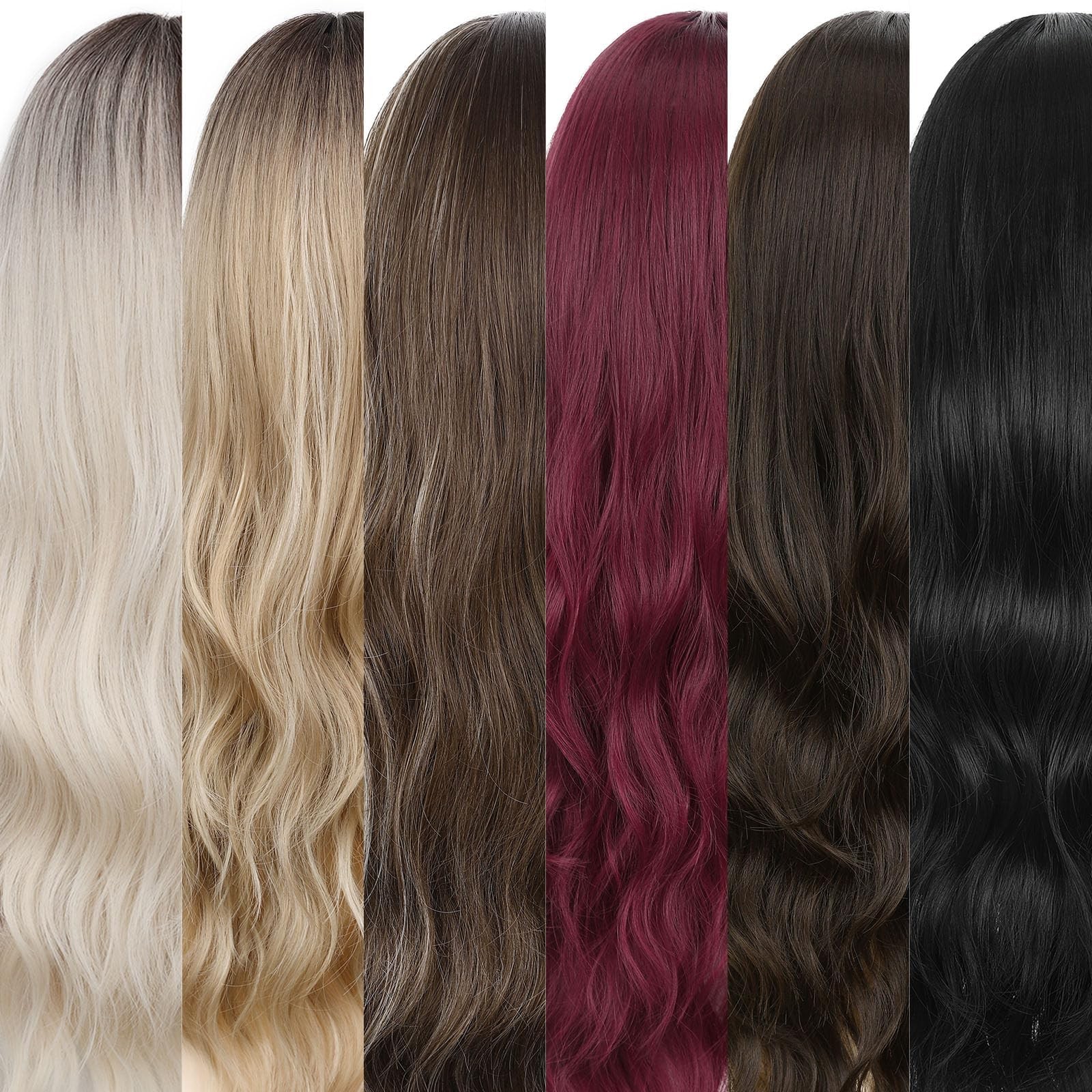 Long Wavy Wig Middle Part Dark Brown Wigs 26 Inches Brown Wigs For White Wome…