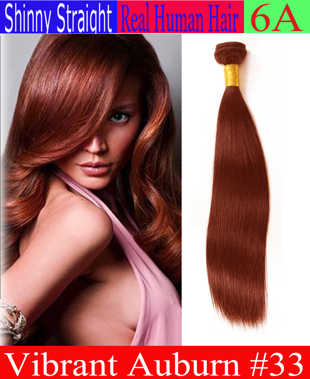 Auburn 33 Silky Straight Sew In 100 Real Human Hair Extensions One Ali Bundle