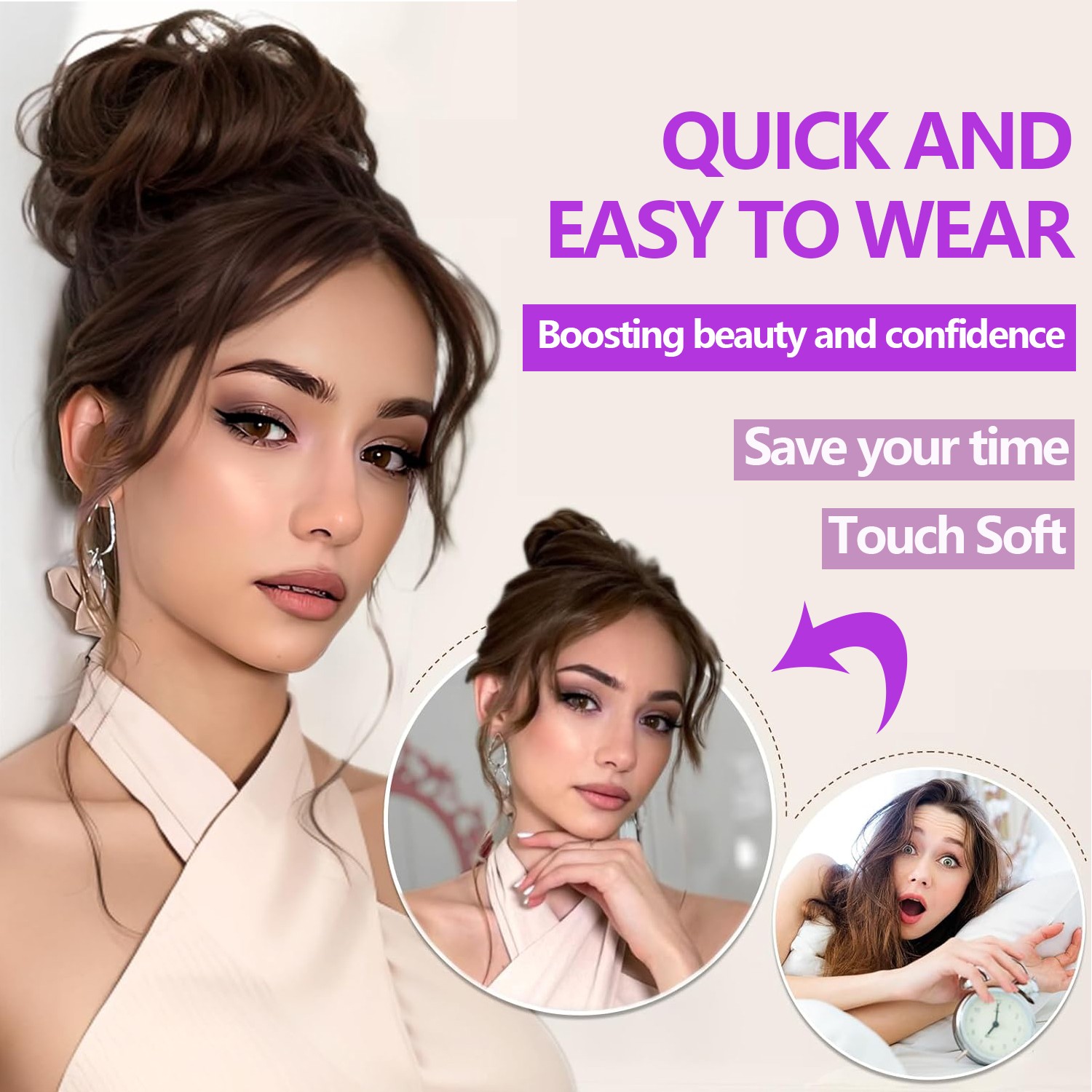 90G Thick Real AS Human Messy Bun Hair Piece Scrunchie Updo Hair Extensions USA