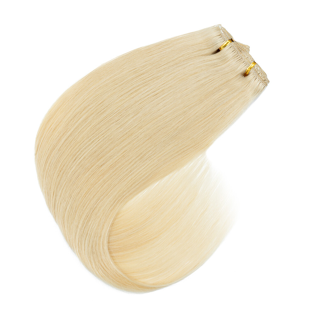 AAAA Bleach White Clip In Real Human Hair Extensions 8″-24″ 8PCS Full Head 100g