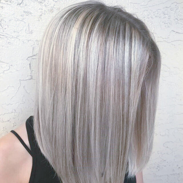 Ash Blonde Lace Front Wig Long Highlight Straight Bob Wig Heat Safe L Part Lace
